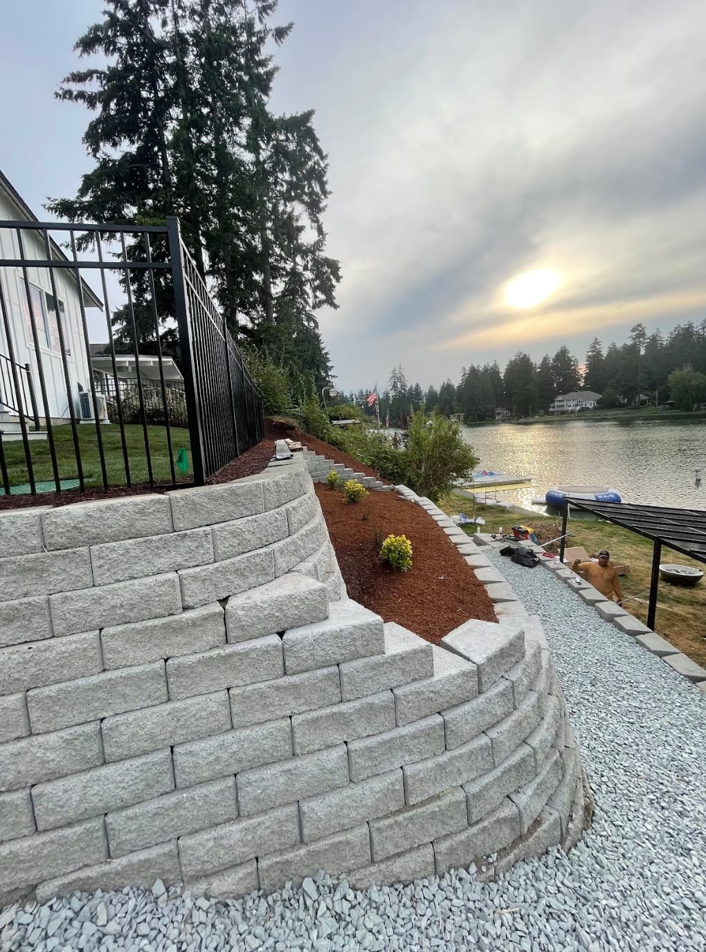 Retaining wall installation project in Pierce County WA
