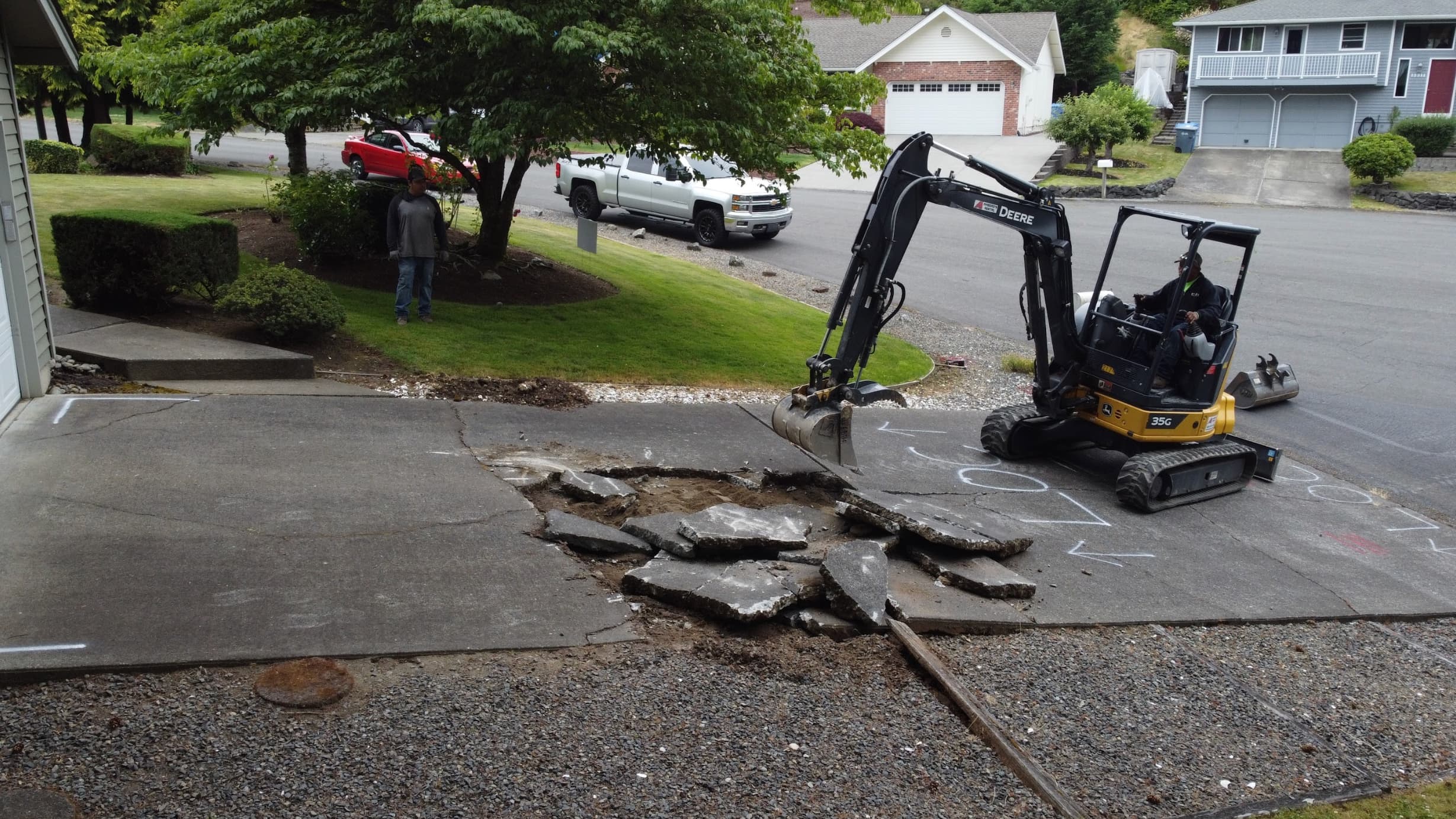 Concrete driveway demolition phase in Tacoma WA